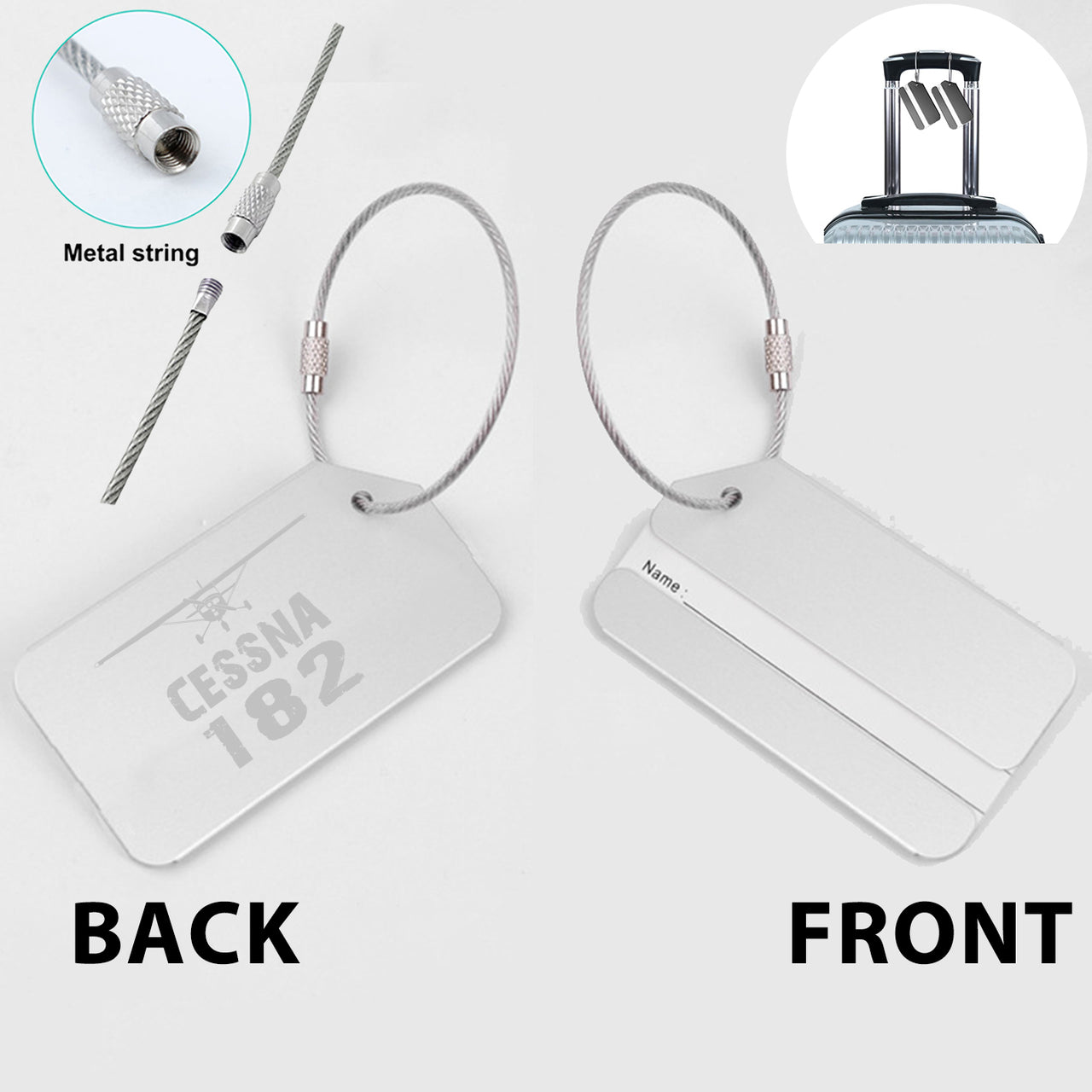 Cessna 182 & Plane Designed Fashion Metal Luggage Tags