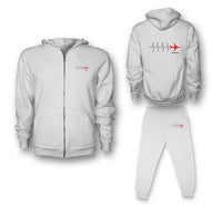 Thumbnail for Aviation Heartbeats Designed Zipped Hoodies & Sweatpants Set