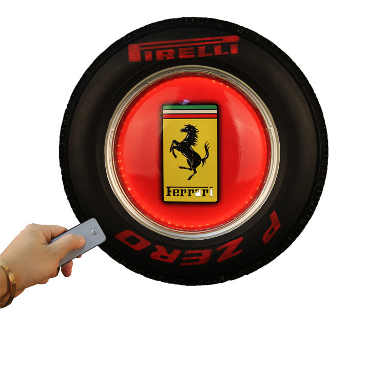 Retro Iron LED Tire Wall Hanging