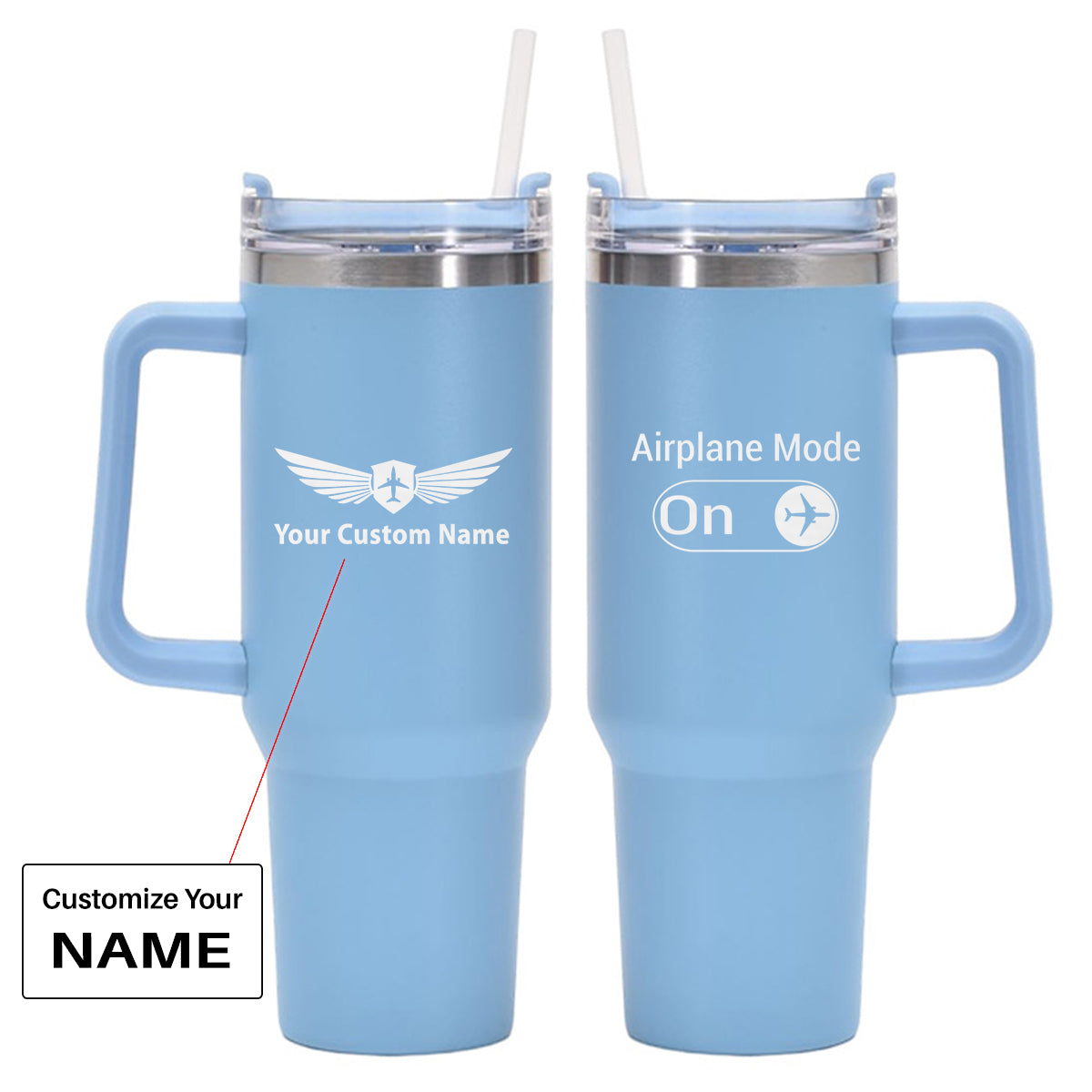 Airplane Mode On Designed 40oz Stainless Steel Car Mug With Holder