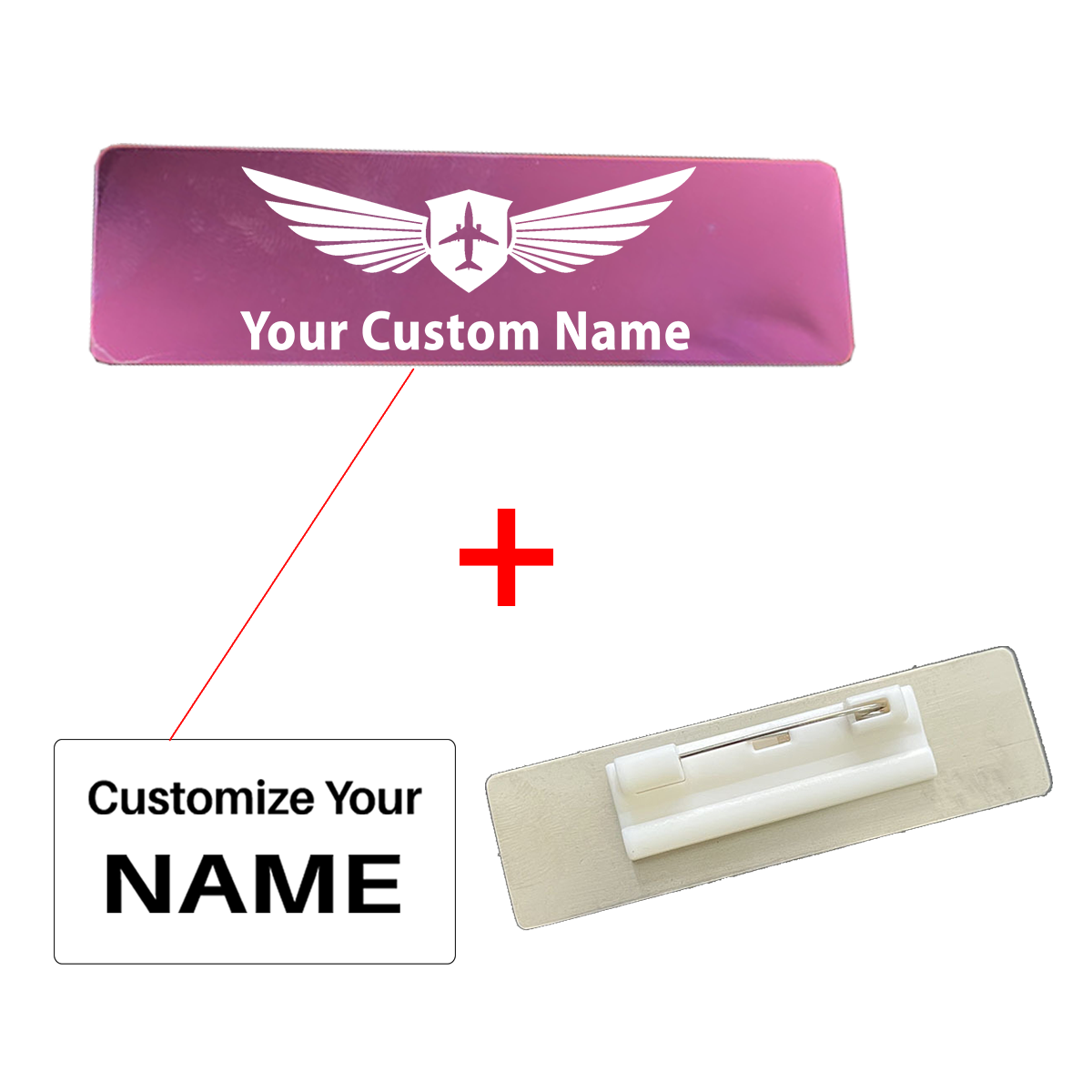 Your Custom Design Text Design 70*20MM Brooch Pin Badges