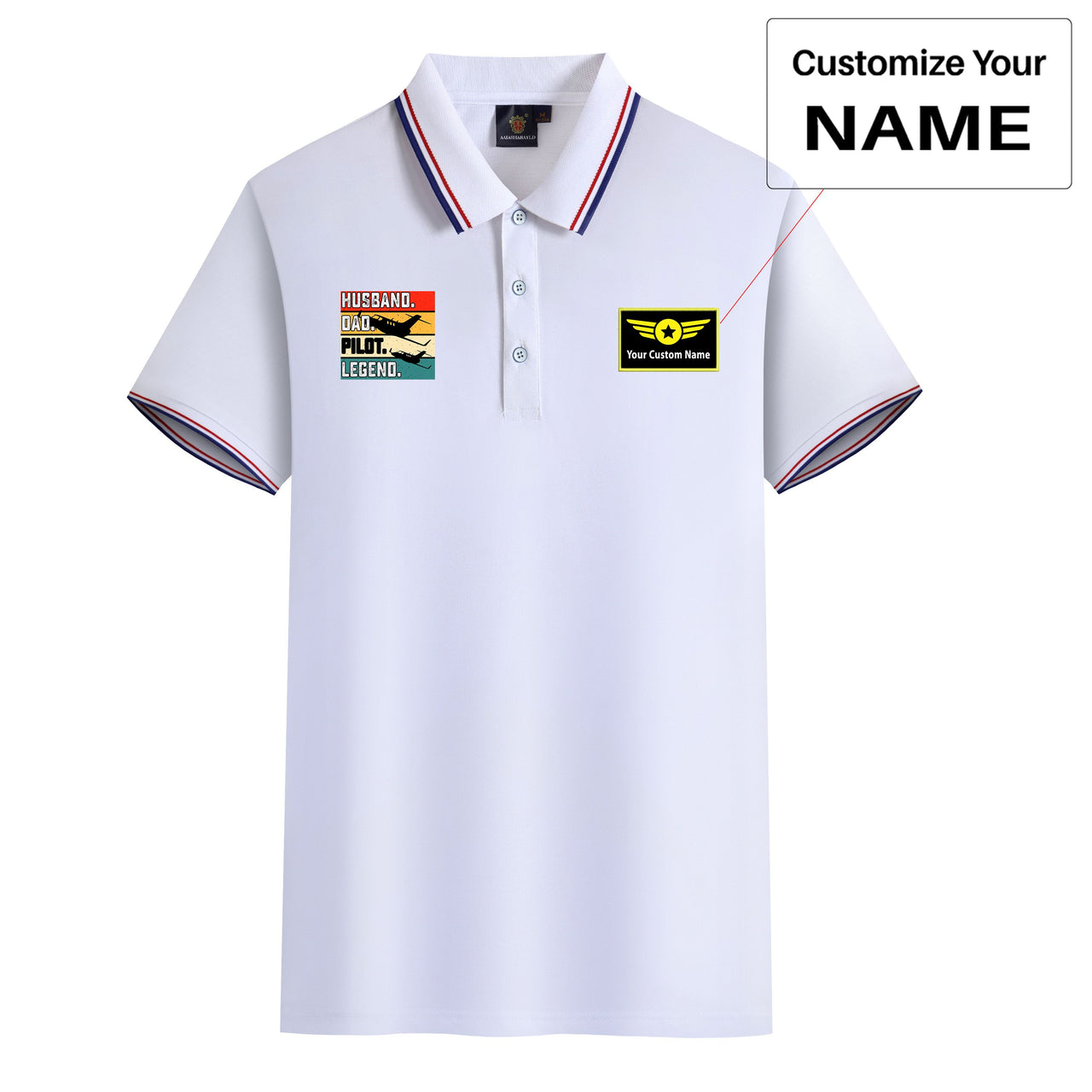 Husband & Dad & Pilot & Legend Designed Stylish Polo T-Shirts