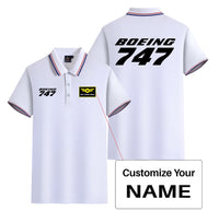Thumbnail for Boeing 747 & Text Designed Stylish Polo T-Shirts (Double-Side)