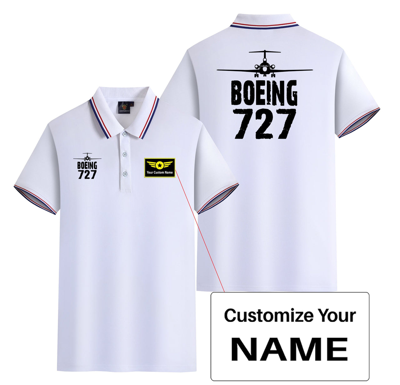 Boeing 727 & Plane Designed Stylish Polo T-Shirts (Double-Side)
