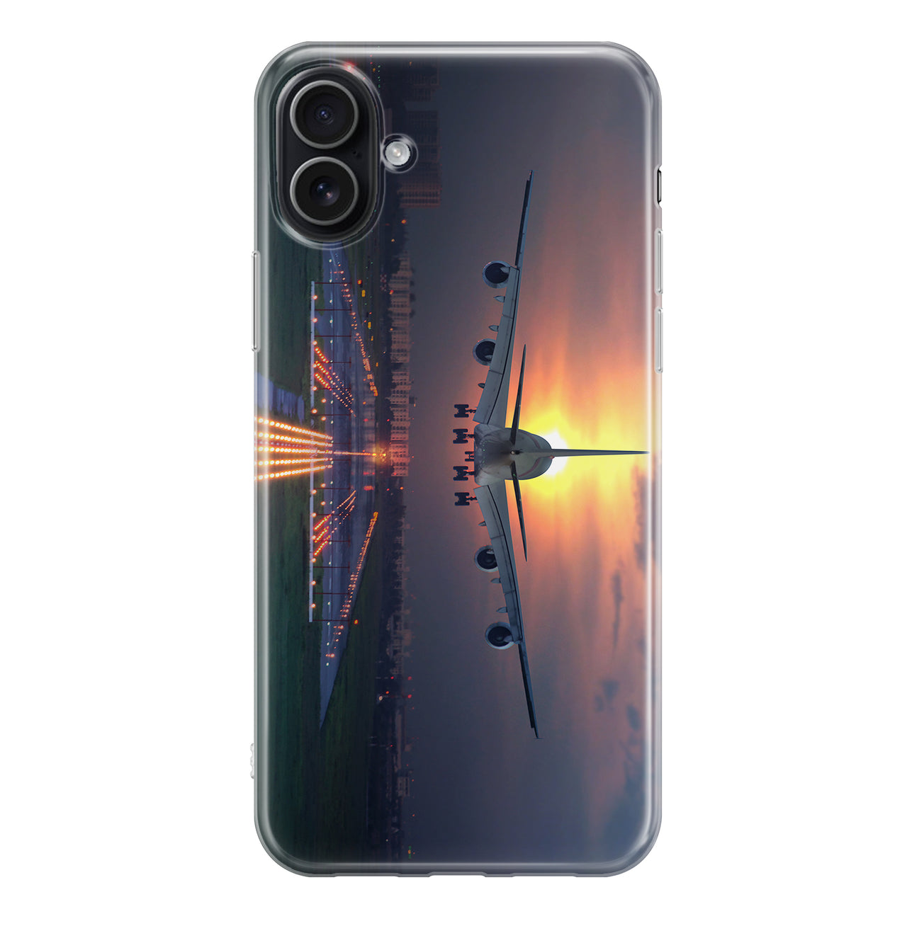 Super Airbus A380 Landing During Sunset Printed iPhone Cases