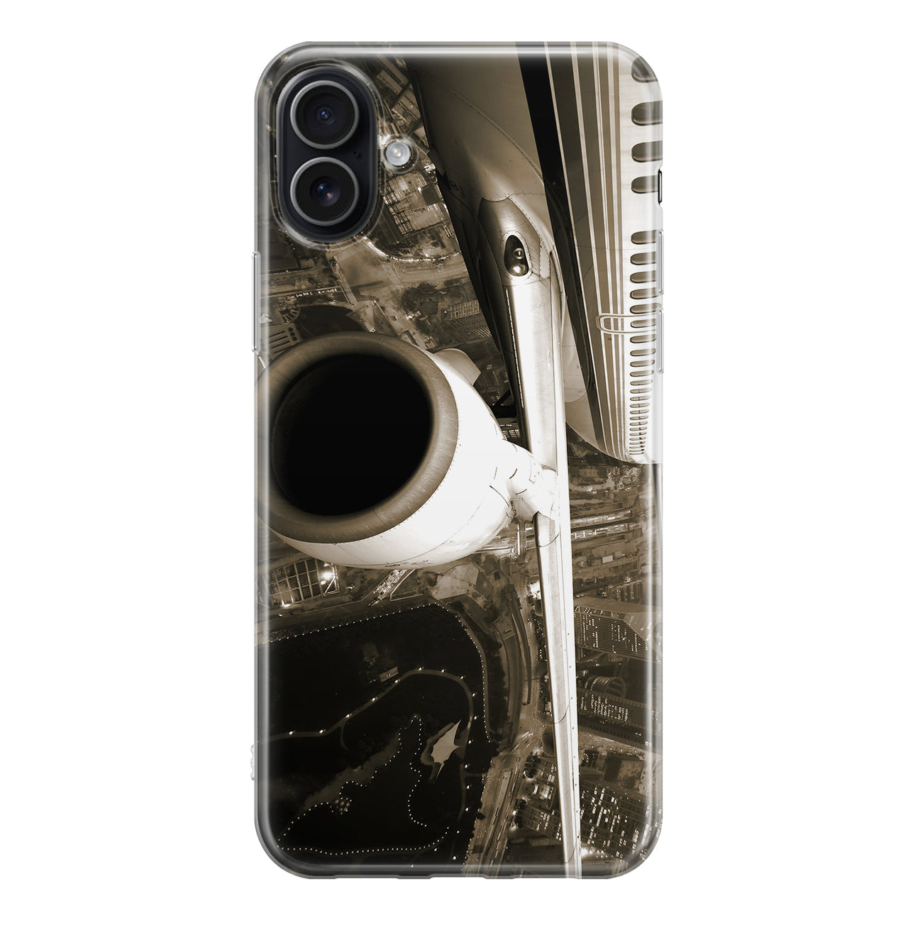 Departing Aircraft & City Scene behind Designed iPhone Cases