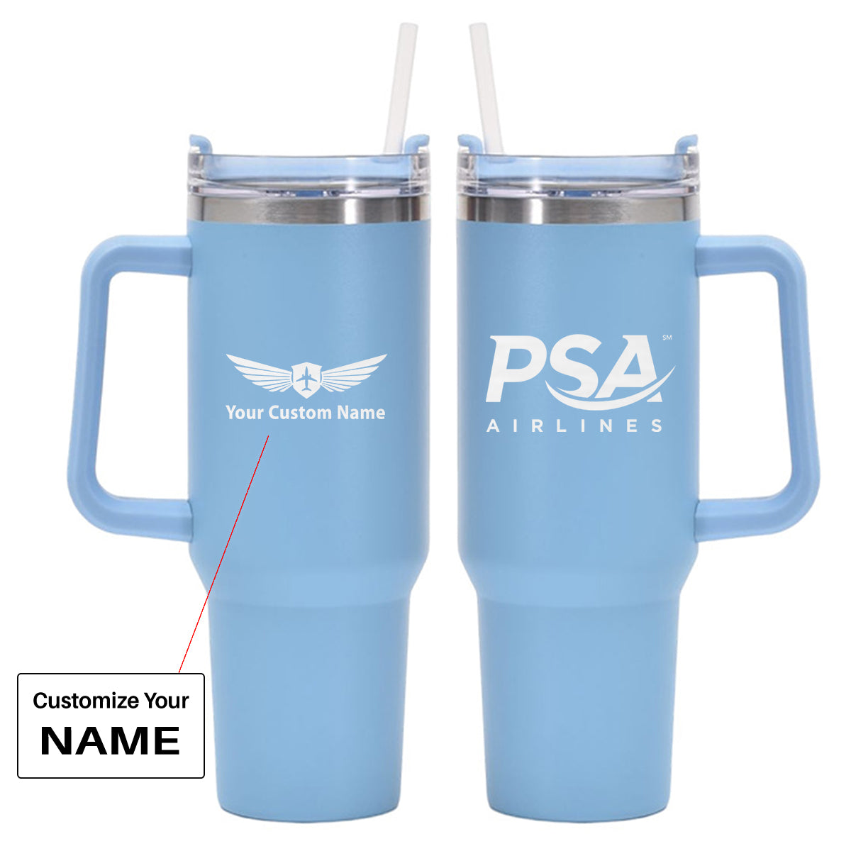 PSA Airlines 40oz Stainless Steel Car Mug With Holder