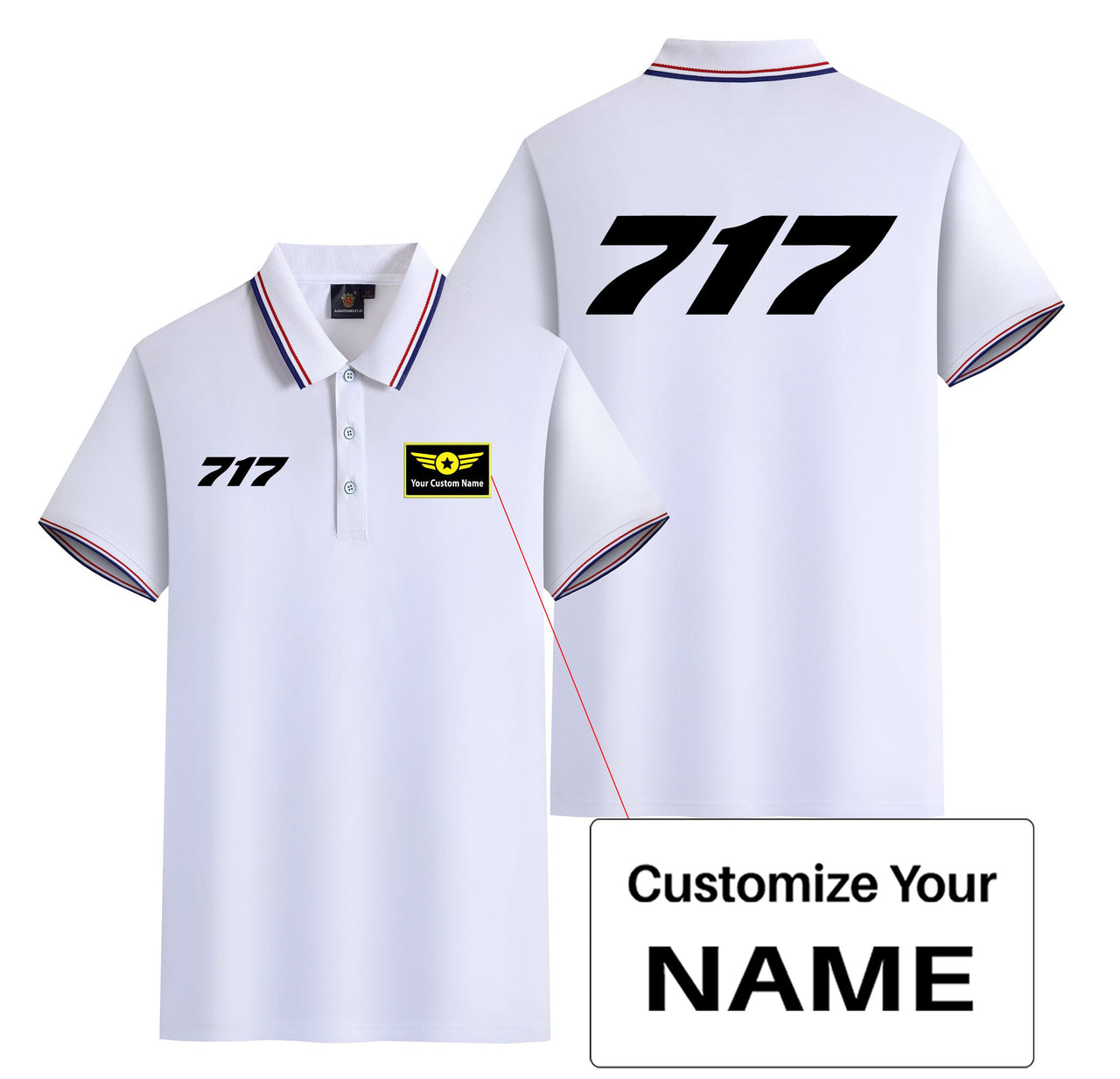 717 Flat Text Designed Stylish Polo T-Shirts (Double-Side)