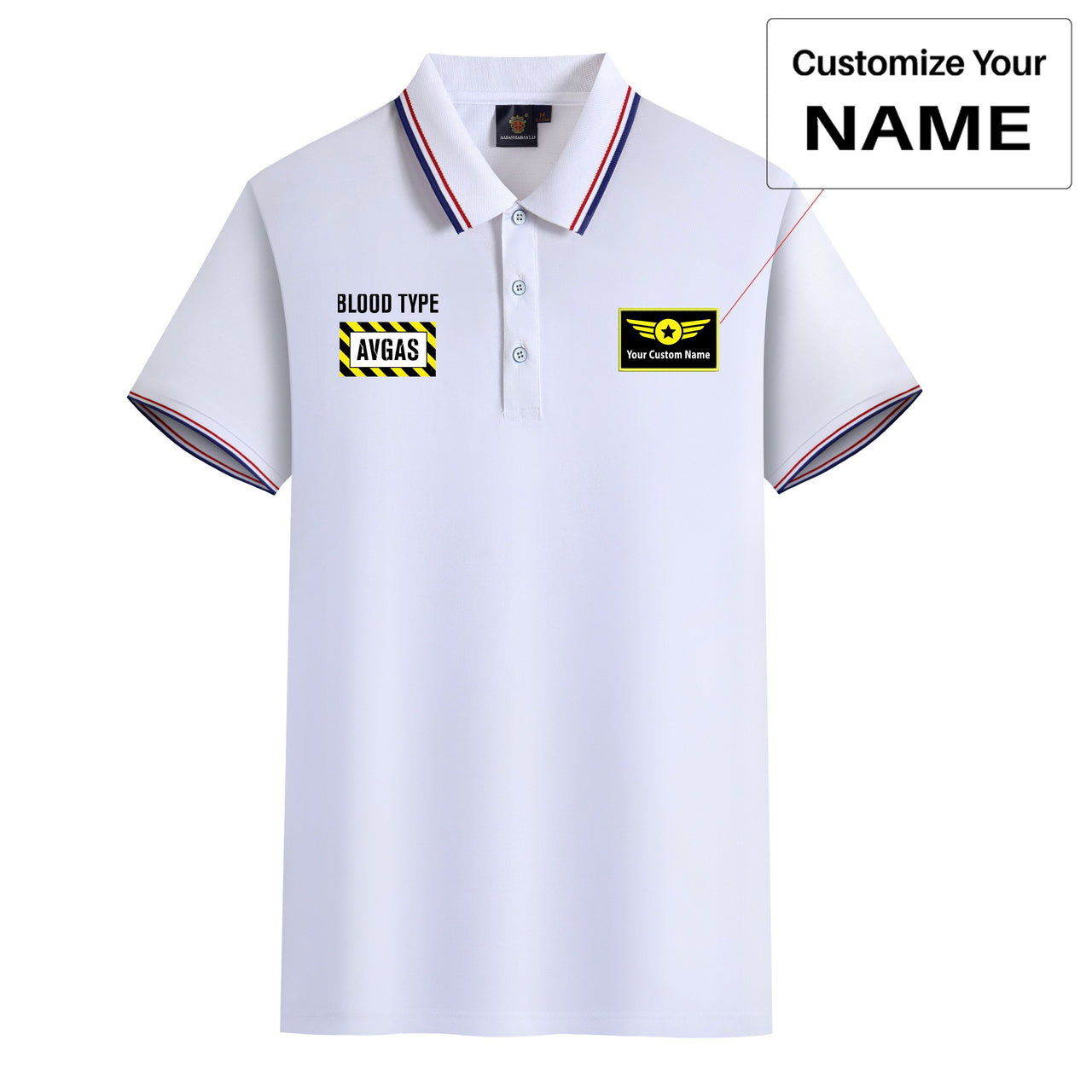 Blood Type AVGAS Designed Stylish Polo T-Shirts