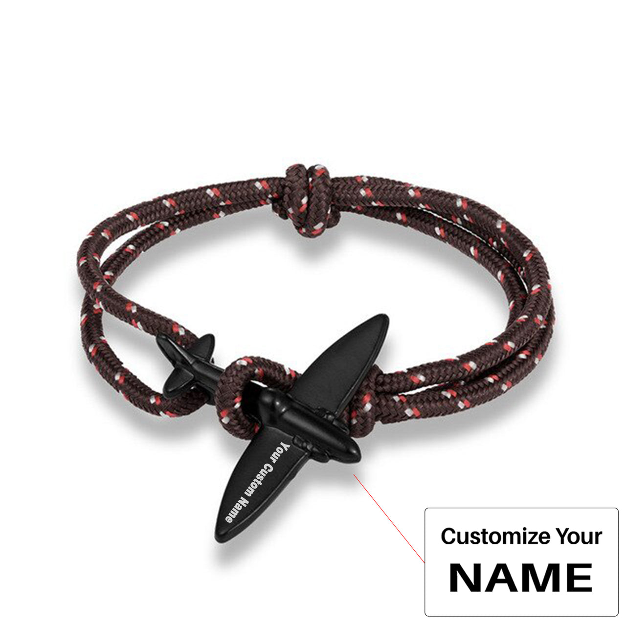 (Edition 4) - Thinner & Small Airplane Designed Bracelets Black (Adjustable)