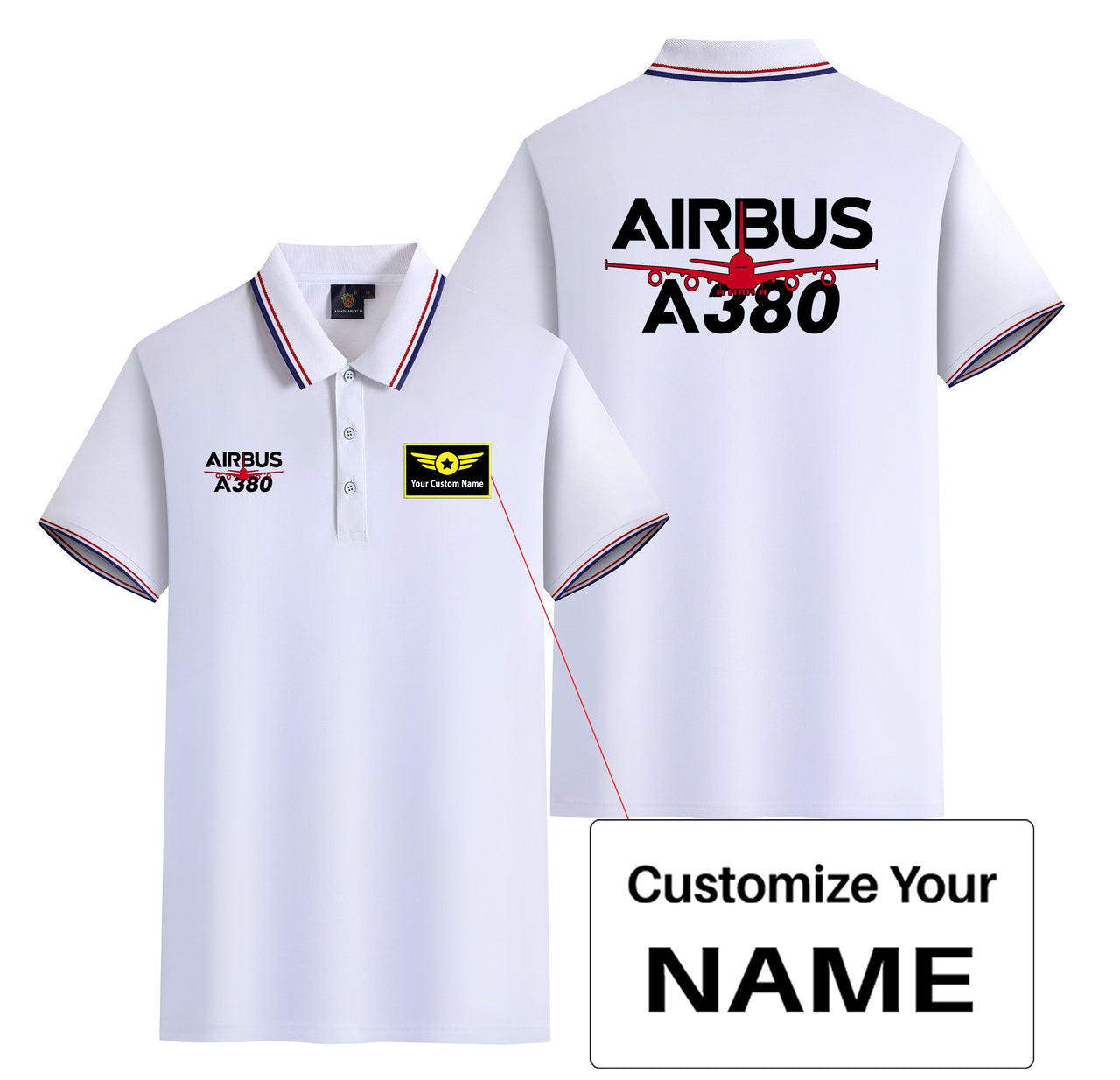 Amazing Airbus A380 Designed Stylish Polo T-Shirts (Double-Side)