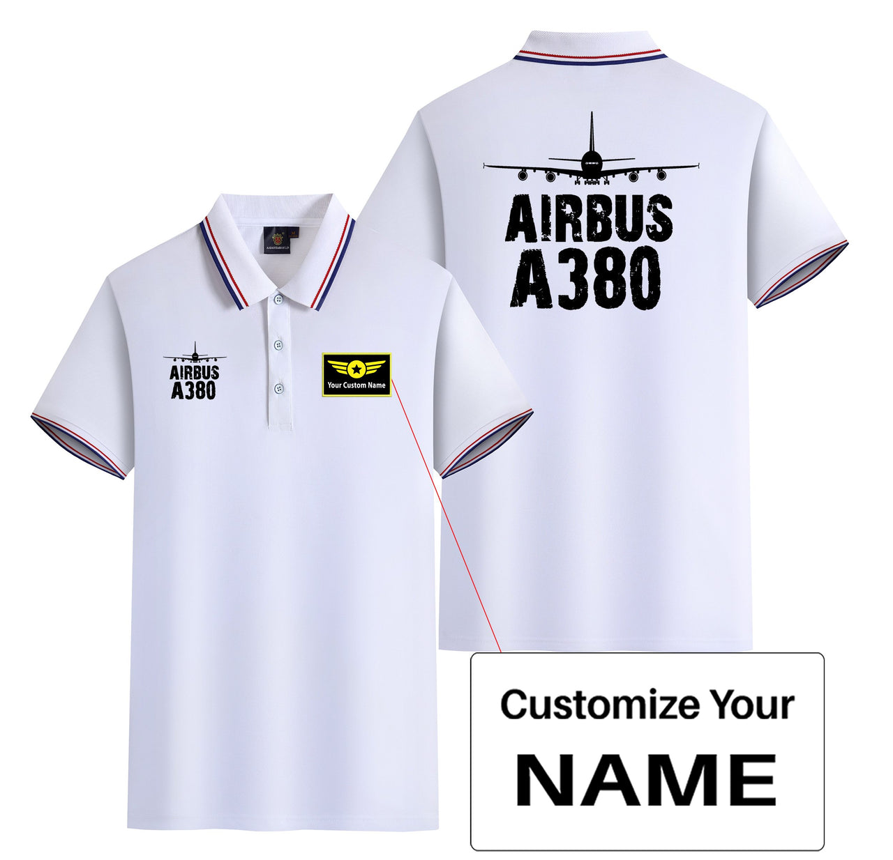 Airbus A380 & Plane Designed Stylish Polo T-Shirts (Double-Side)