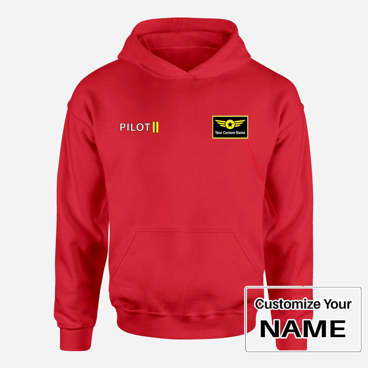Pilot & Stripes (2 Lines) Designed Hoodies