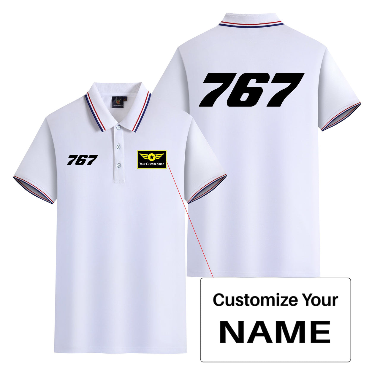 767 Flat Text Designed Stylish Polo T-Shirts (Double-Side)