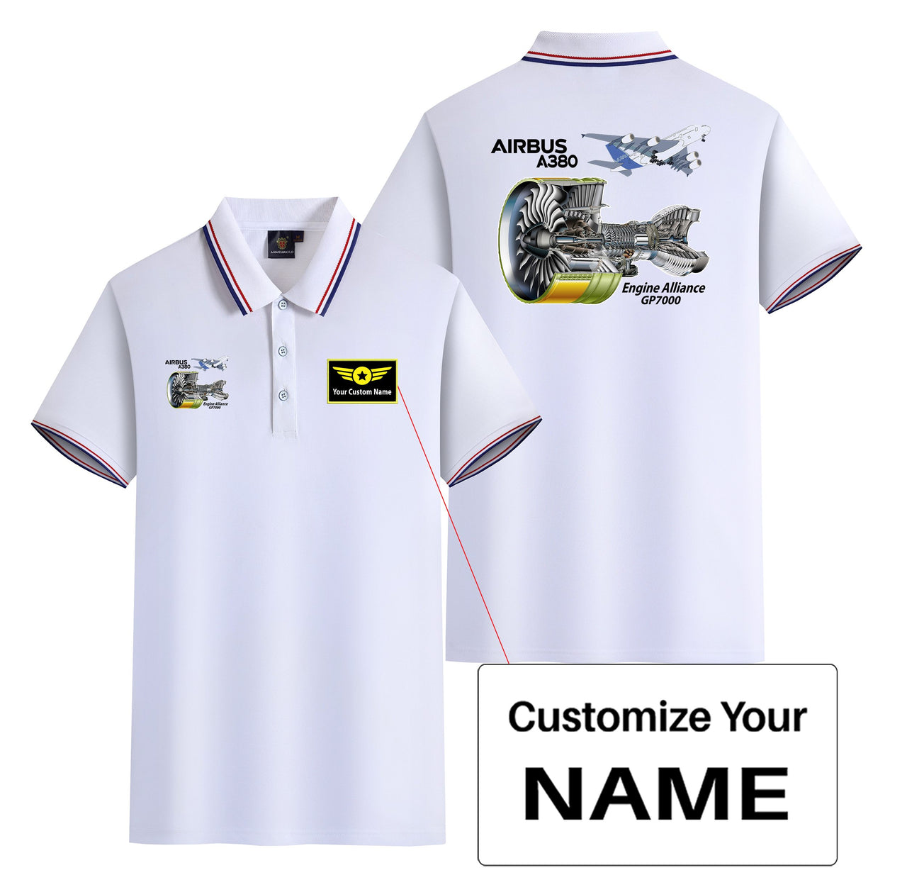 Airbus A380 & GP7000 Engine Designed Stylish Polo T-Shirts (Double-Side)