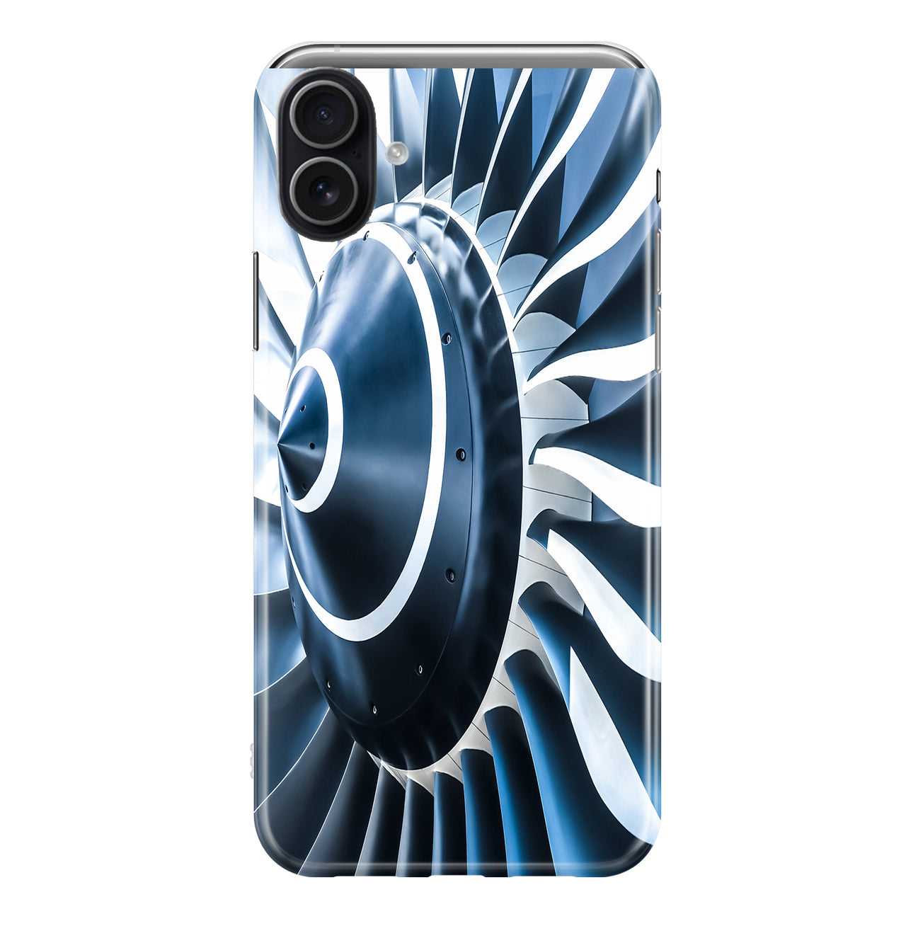 Blue Toned Super Jet Engine Blades Closeup Printed iPhone Cases
