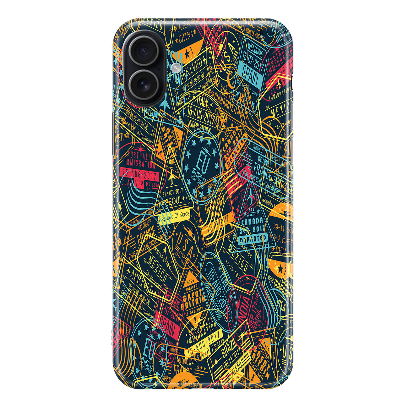 Dark Coloured Passport Stamps Designed iPhone Cases