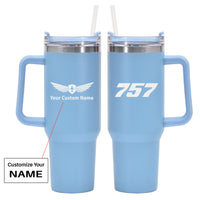 Thumbnail for 757 Flat Text Designed 40oz Stainless Steel Car Mug With Holder