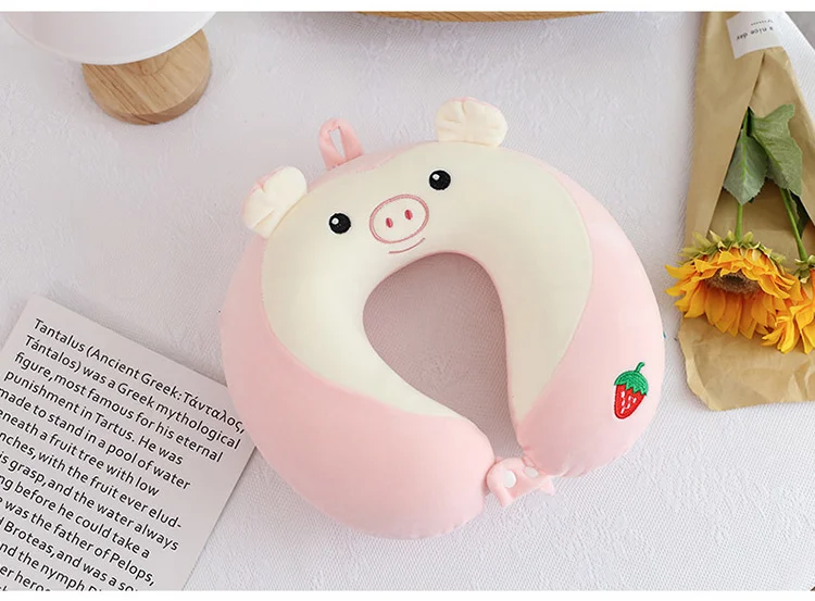 Cartoon U-Shaped Memory Cotton Neck Pillow: Soft Travel Headrest