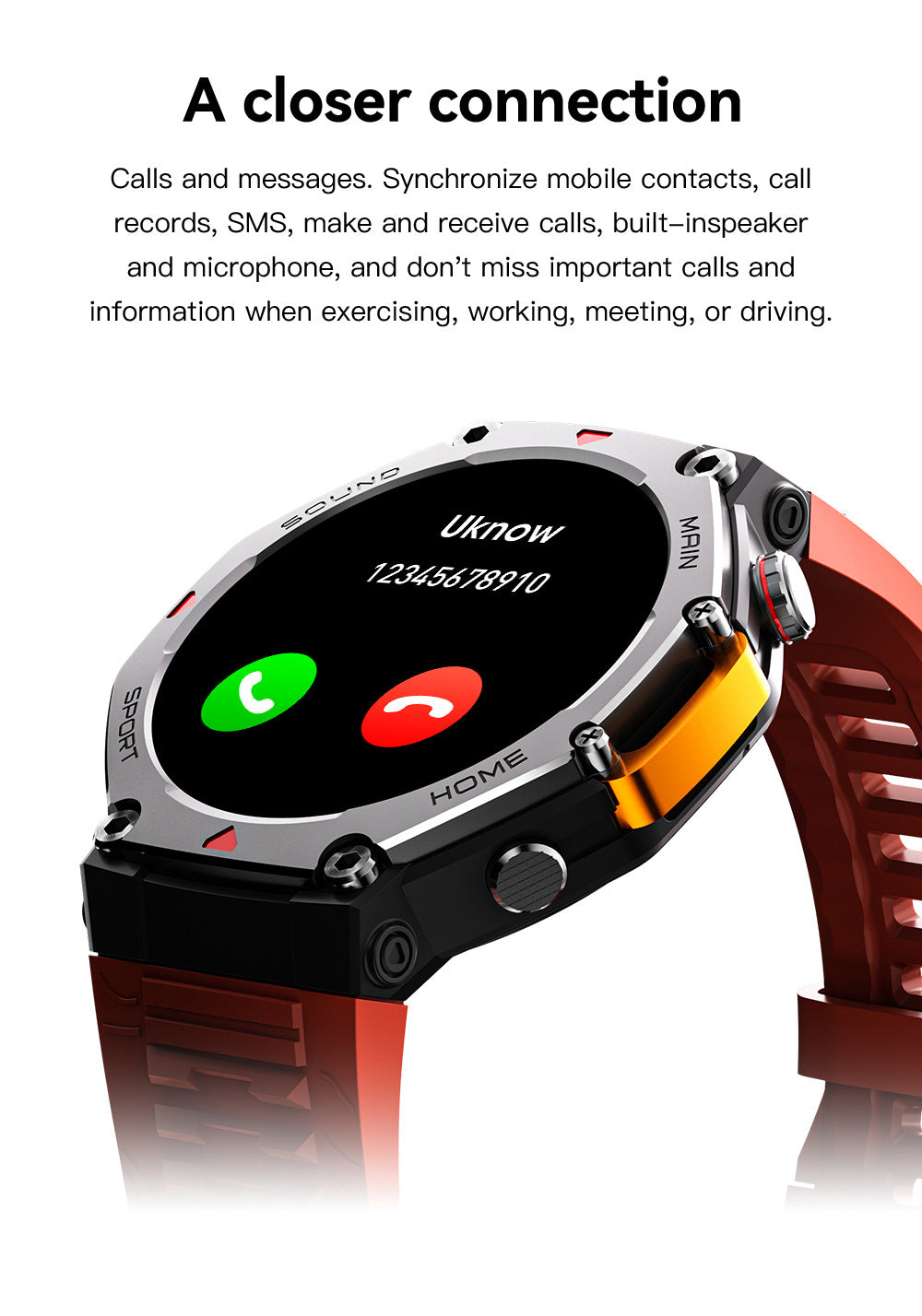 Rugged Military Smartwatch: Men's Outdoor Sports Watch with GPS Tracking, 5ATM Waterproof & HD Bluetooth Calls