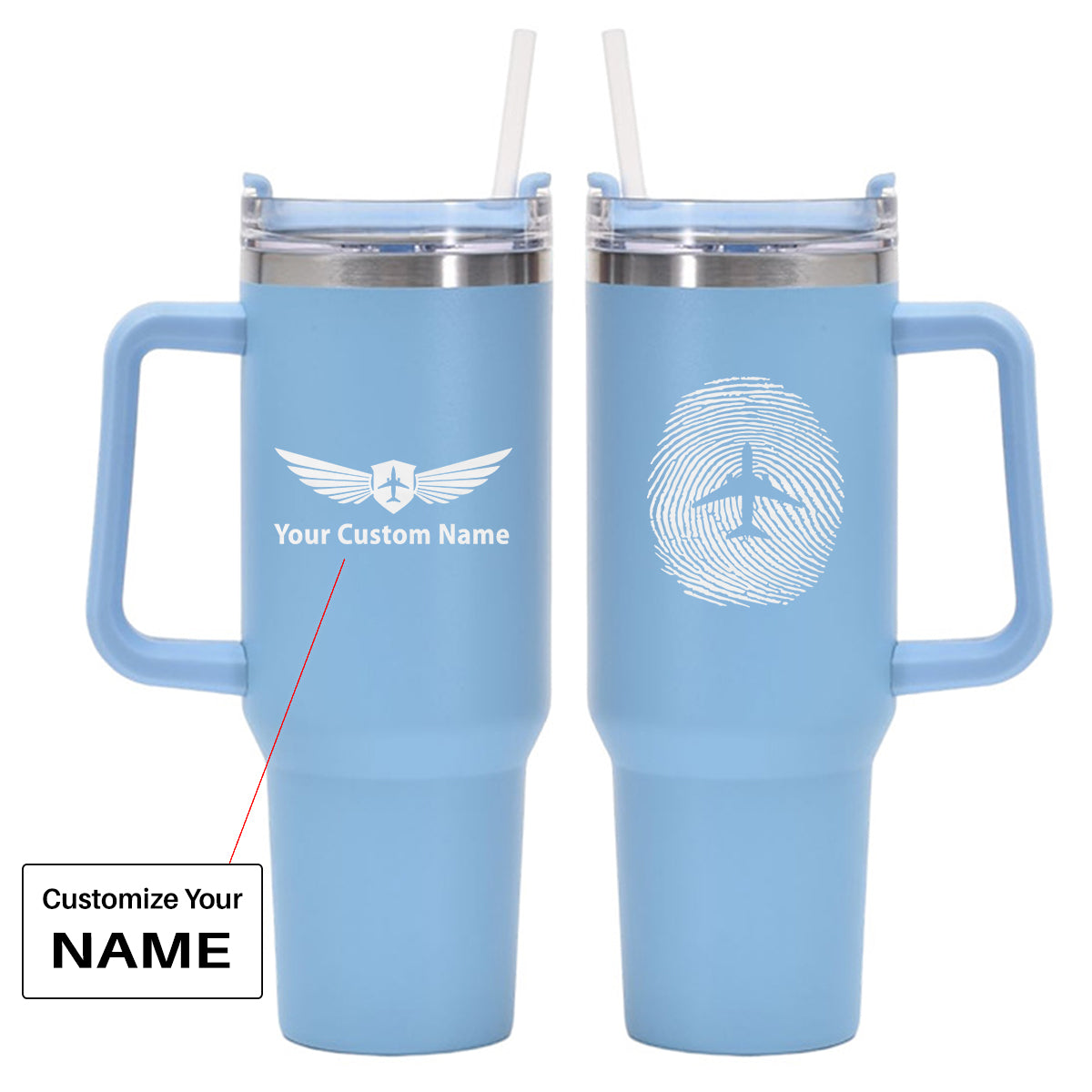 Aviation Finger Print Designed 40oz Stainless Steel Car Mug With Holder