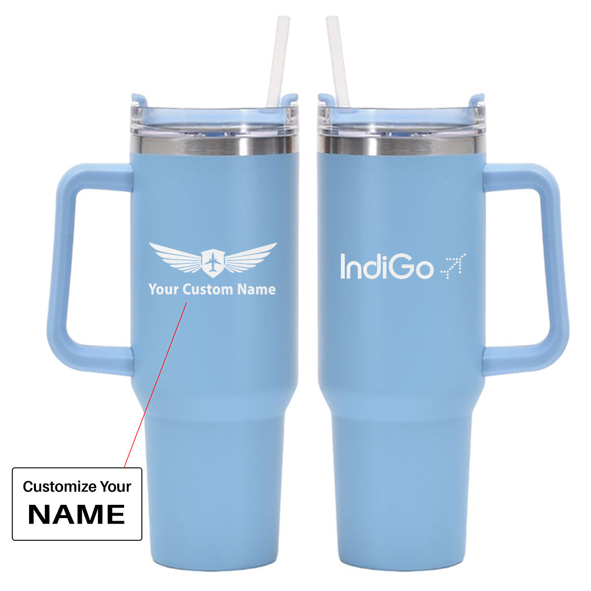 Indigo Airlines Designed 40oz Stainless Steel Car Mug With Holder