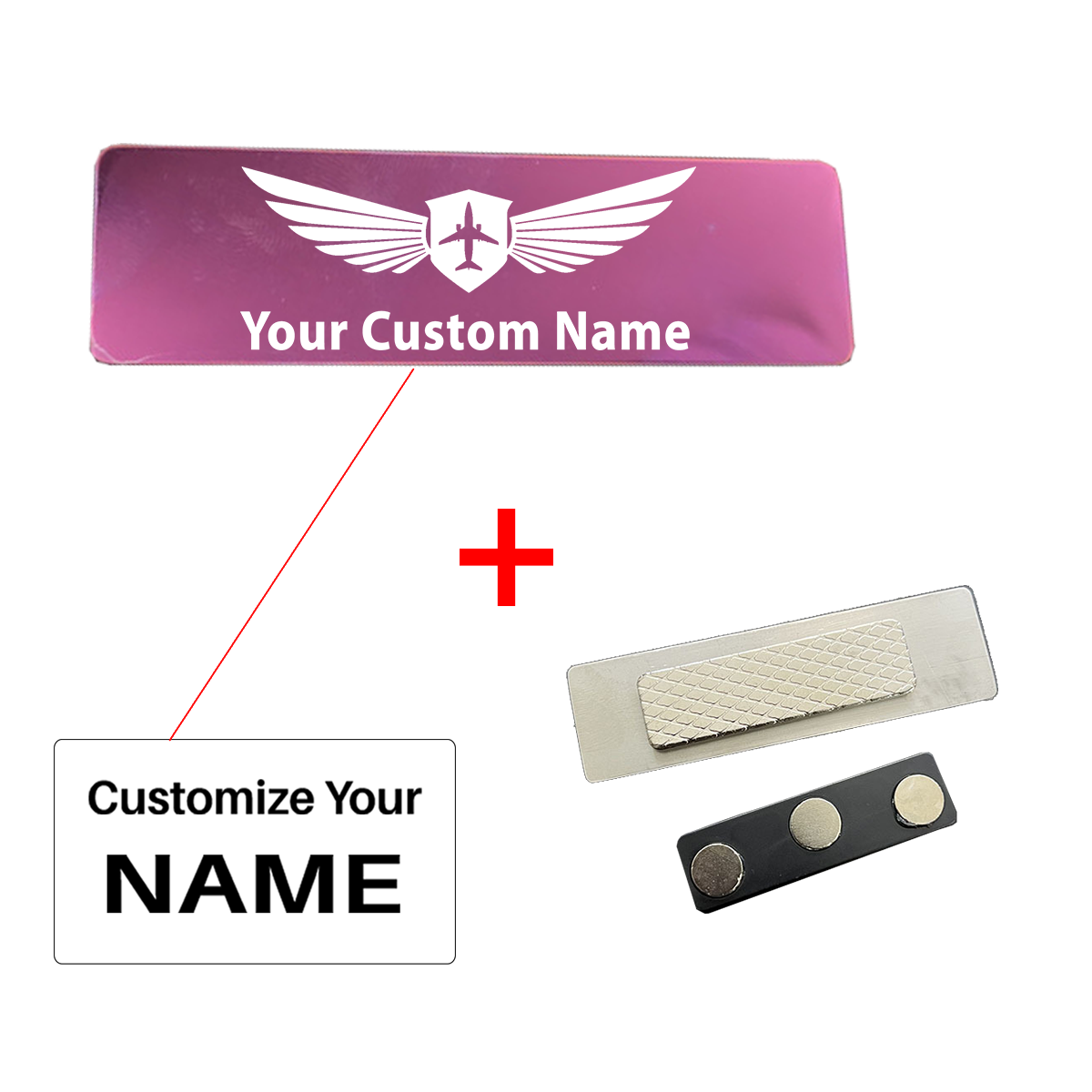 Your Custom Design Text Design 70*20MM Brooch Pin Badges