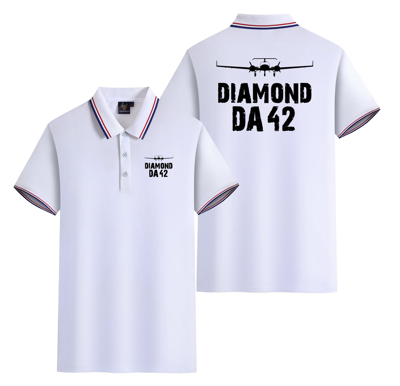 Diamond DA42 & Plane Designed Stylish Polo T-Shirts (Double-Side)