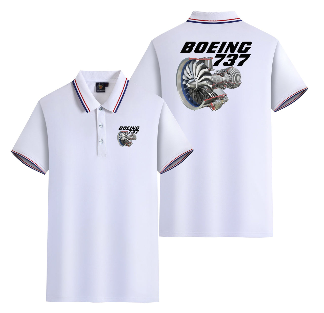 Boeing 737+Text & CFM LEAP-1 Engine Designed Stylish Polo T-Shirts (Double-Side)
