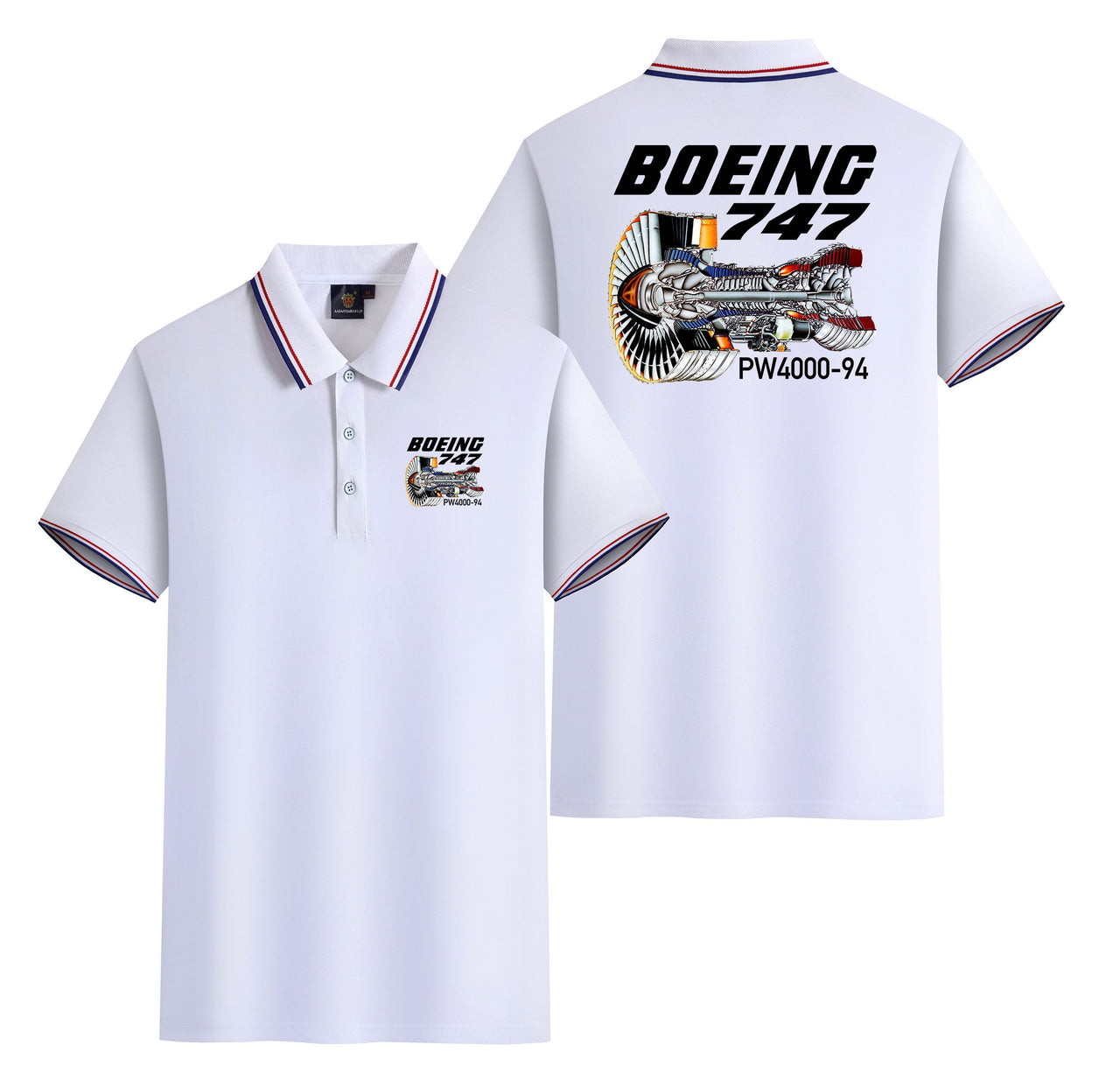 Boeing 747 & PW4000-94 Engine Designed Stylish Polo T-Shirts (Double-Side)