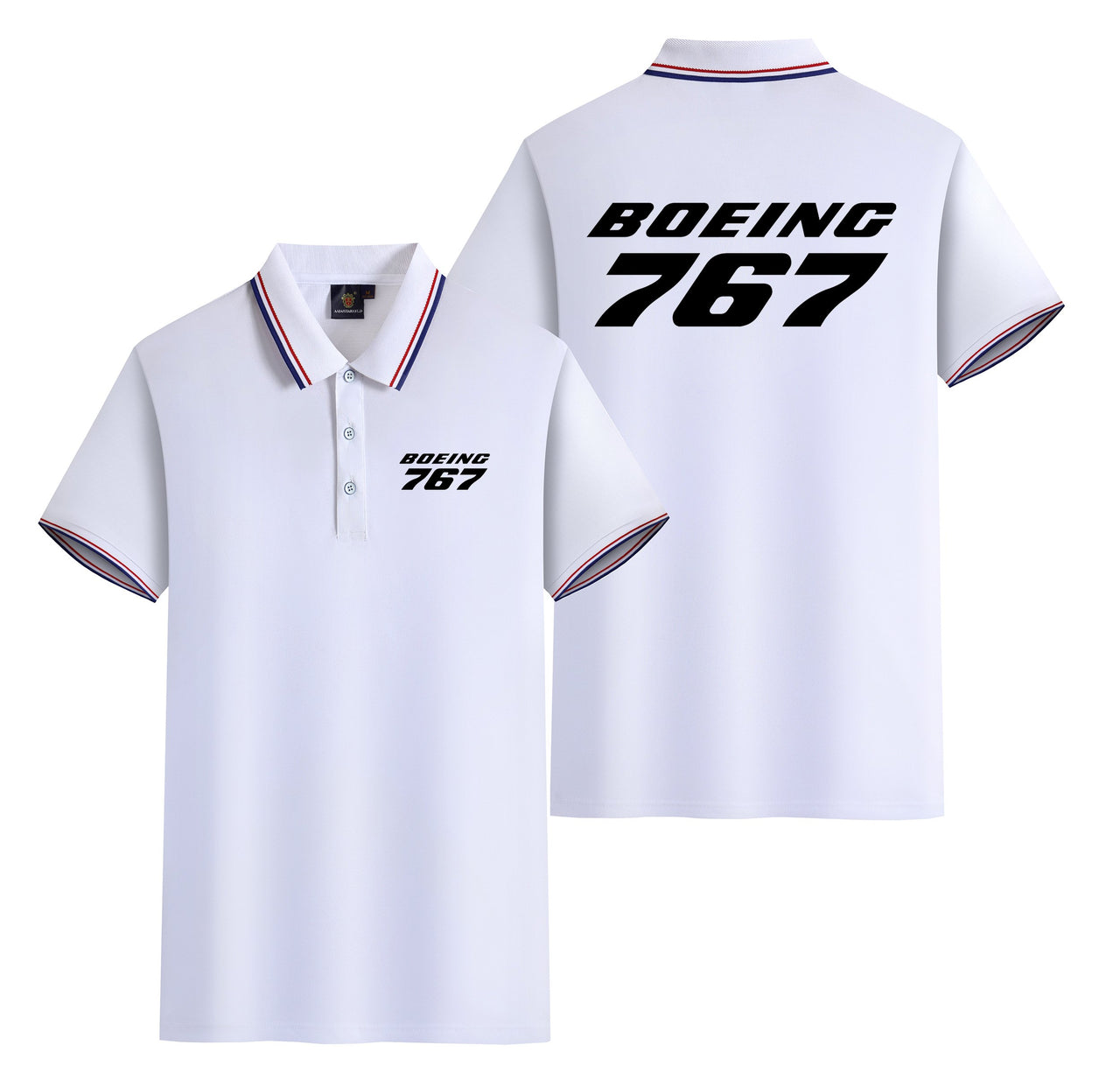 Boeing 767 & Text Designed Stylish Polo T-Shirts (Double-Side)