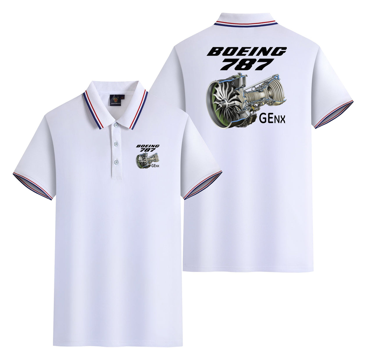 Boeing 787 & GENX Engine Designed Stylish Polo T-Shirts (Double-Side)