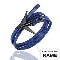 Thumbnail for (Edition 3) - Special Leather Rope Designed Airplane Bracelets Black (Adjustable)