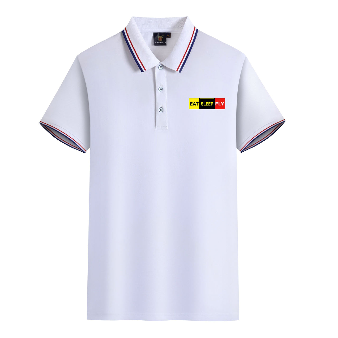 Eat Sleep Fly (Colourful) Designed Stylish Polo T-Shirts