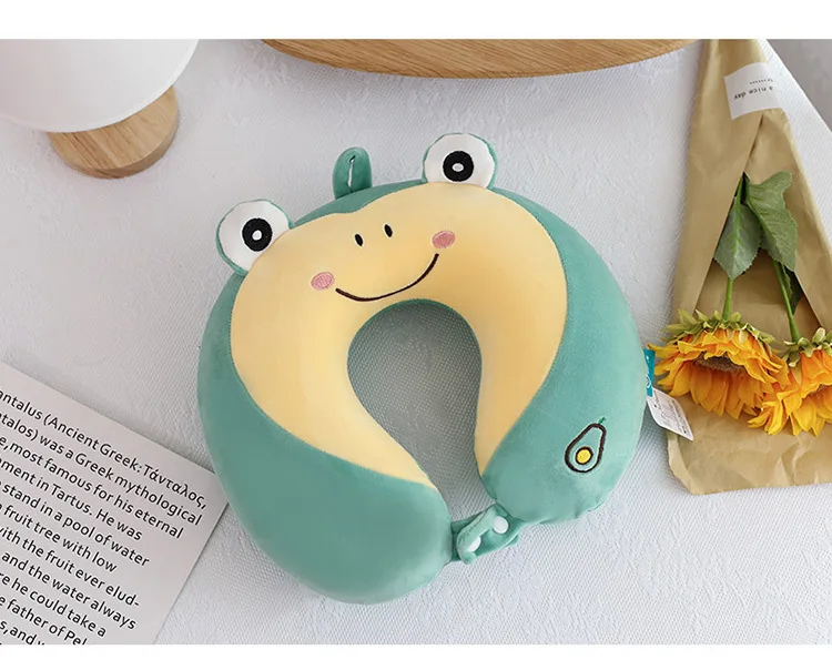 Cartoon U-Shaped Memory Cotton Neck Pillow: Soft Travel Headrest