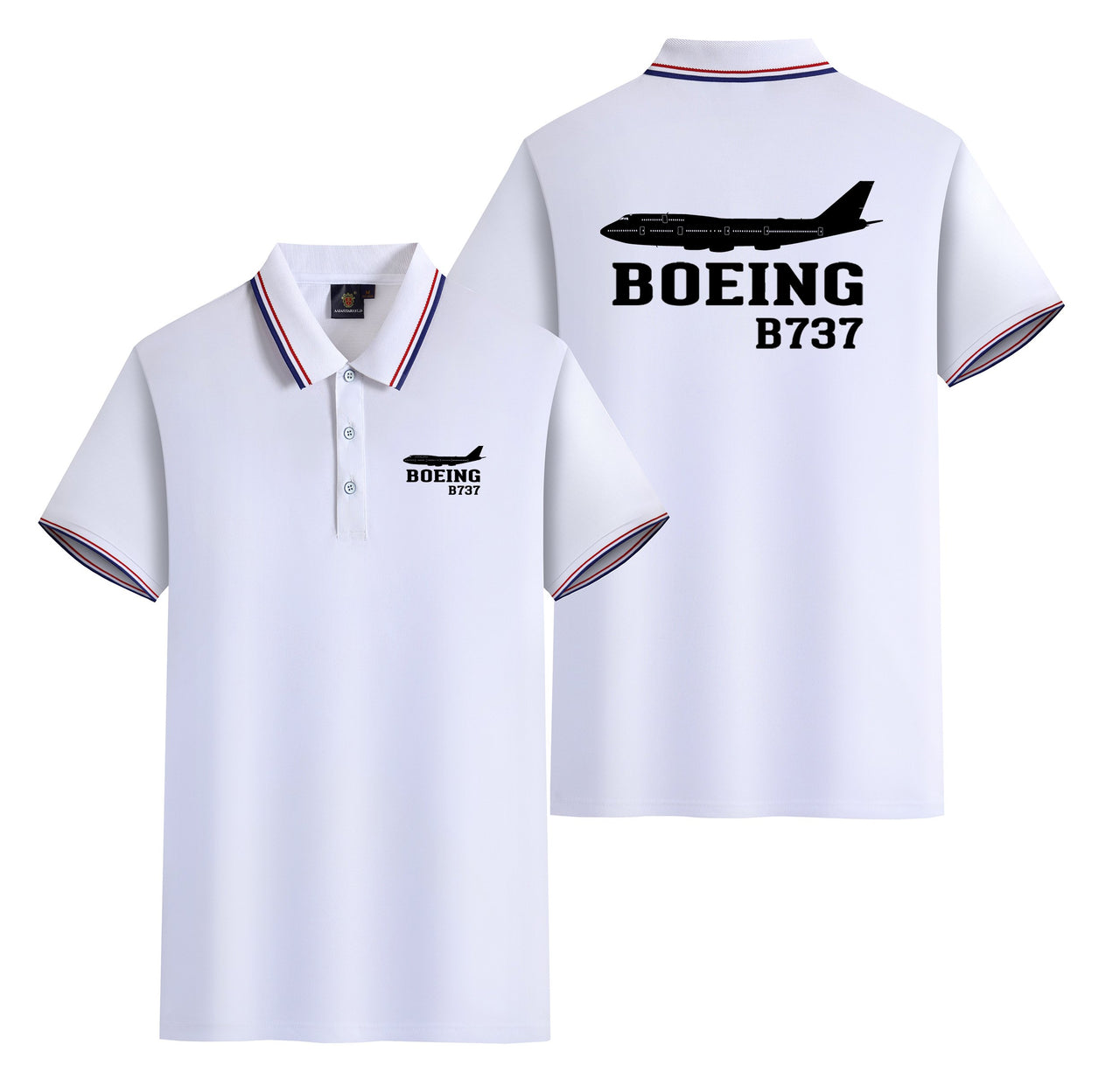 Boeing 737 Printed Designed Stylish Polo T-Shirts (Double-Side)