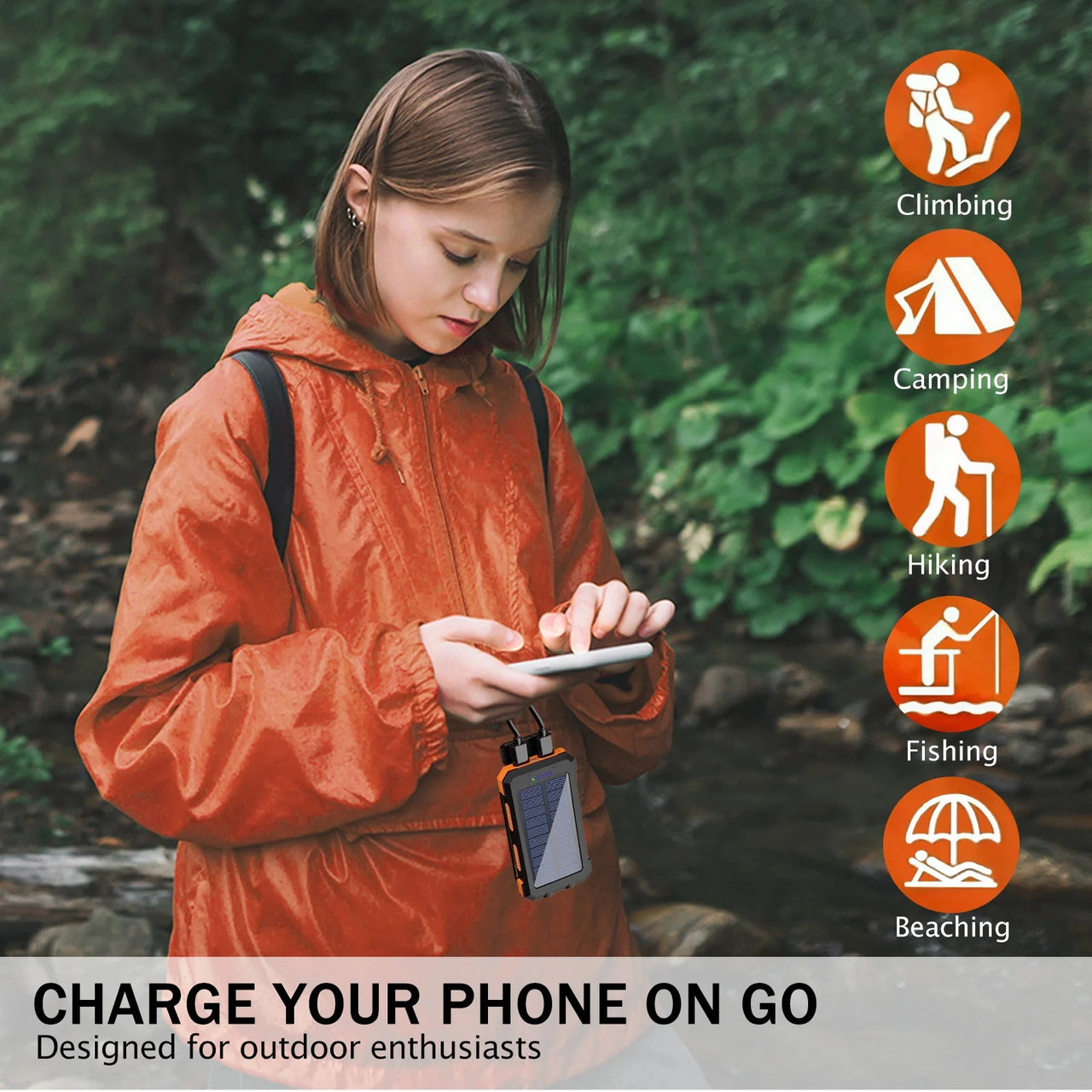 20000mAh Solar Power Bank: Dual USB, 2 LED Flashlight (Outdoor/iPhone)Power Banks