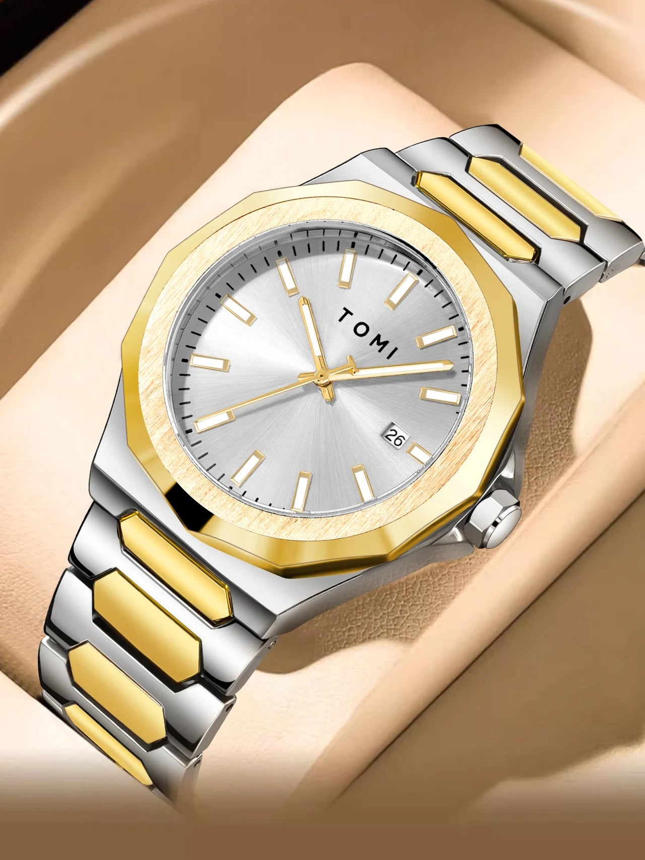 Relogio Masculino Gift Box: Luxury Business Quartz Watch with High-Quality Rose Gold Case (Simple & Versatile)