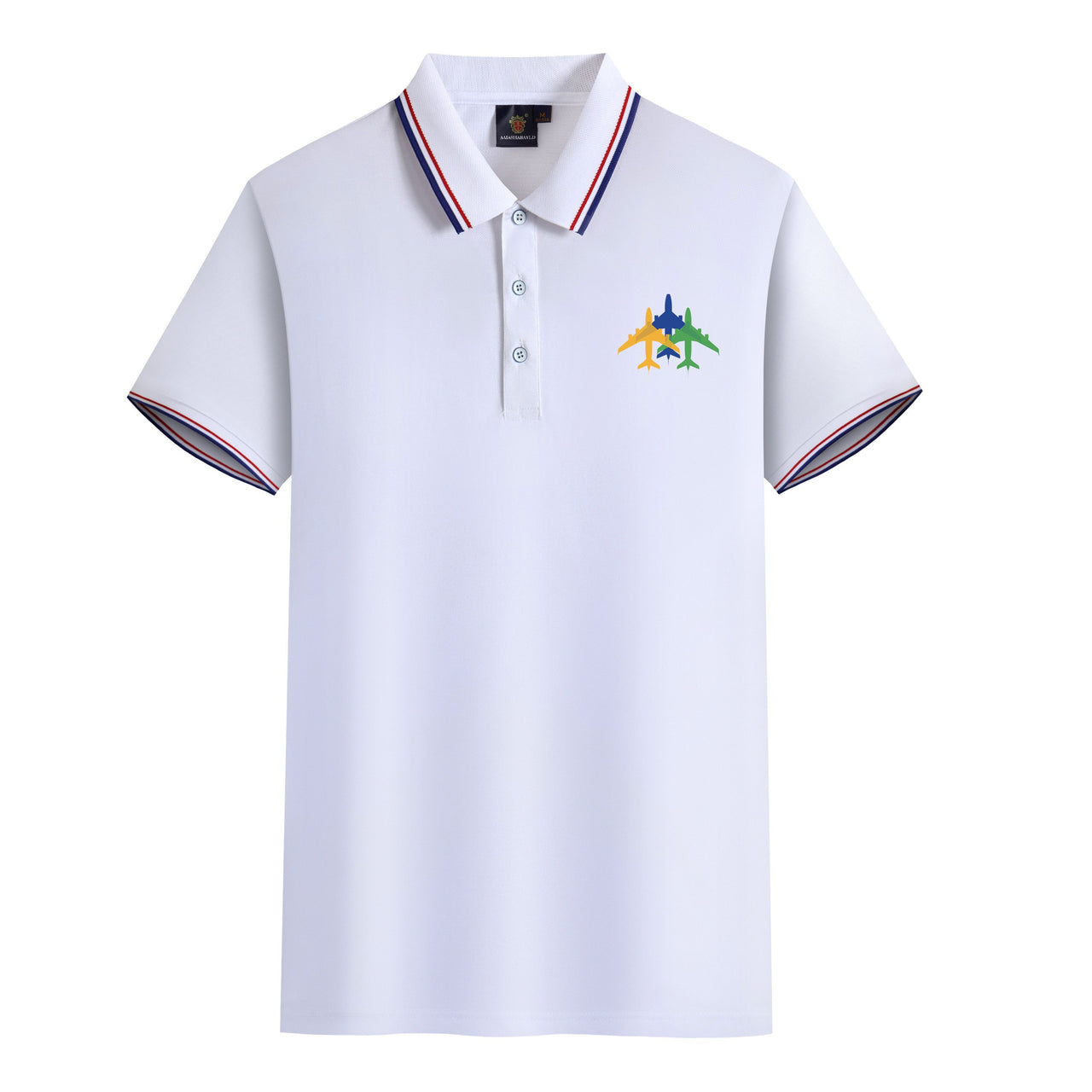 Colourful 3 Airplanes Designed Stylish Polo T-Shirts