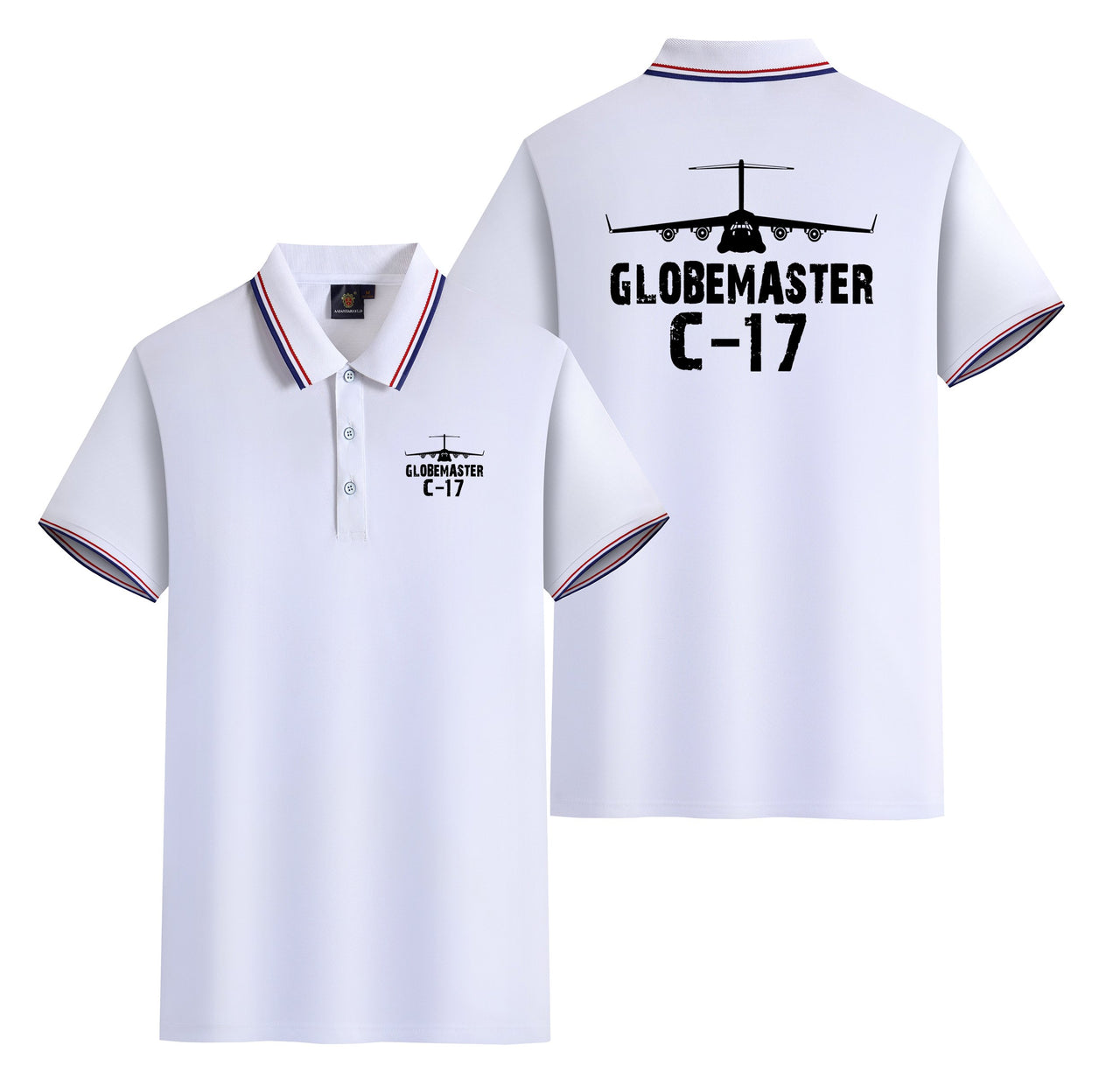 GlobeMaster C-17 & Plane Designed Stylish Polo T-Shirts (Double-Side)