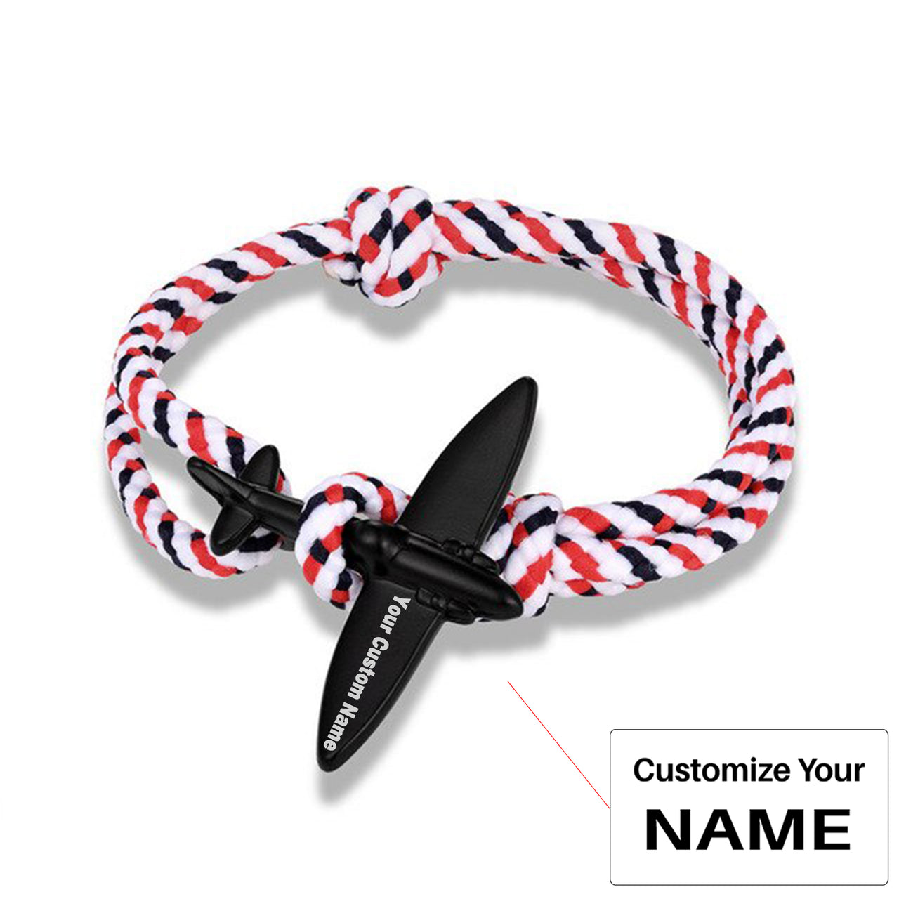 (Edition 4) - Thinner & Small Airplane Designed Bracelets Black (Adjustable)