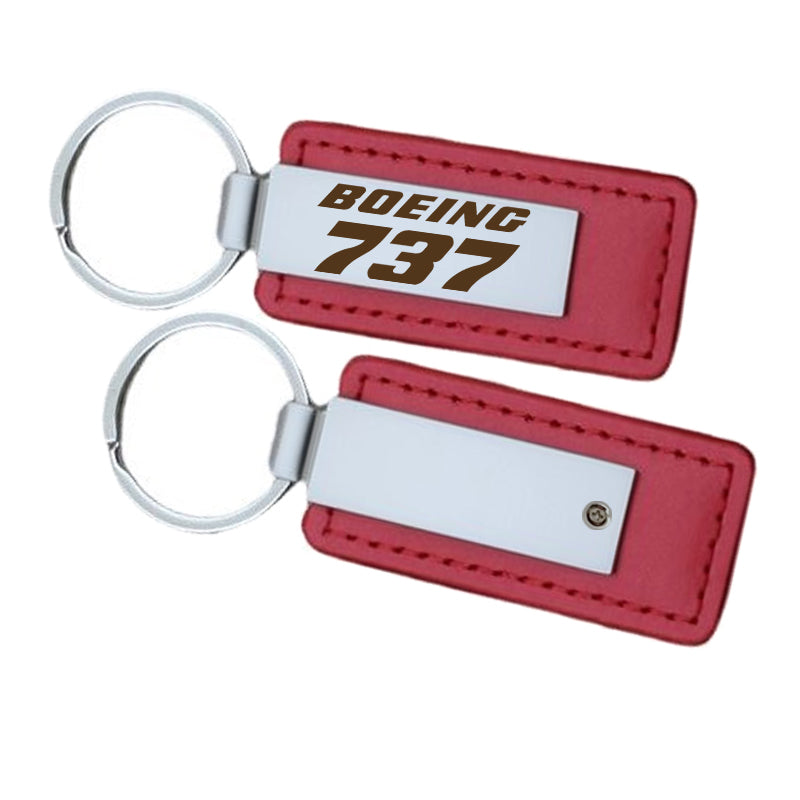 Boeing 737 & Text Faux Leather Key Chains