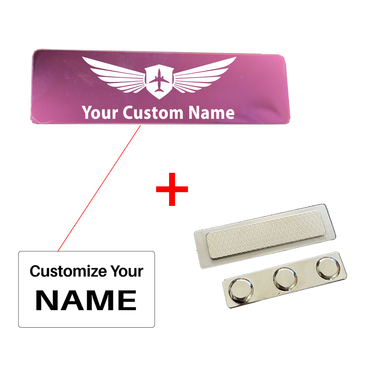 Your Custom Design Text Design 70*20MM Brooch Pin Badges