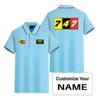 Thumbnail for Flat Colourful 747 Designed Stylish Polo T-Shirts (Double-Side)