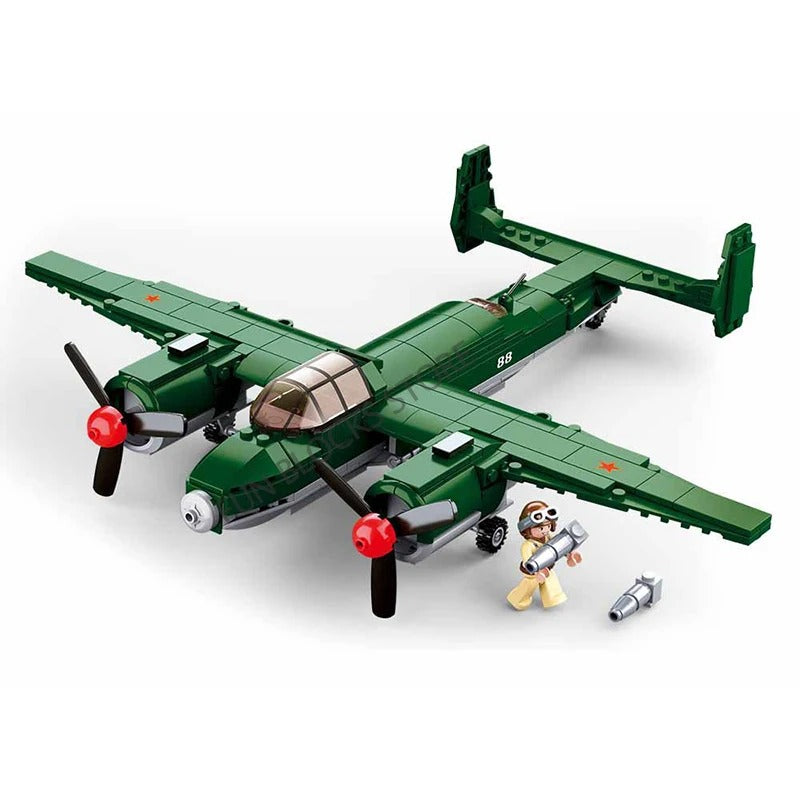 Military WW2 Planes Soviet Union TU-2 Sets Model Building Blocks Toys