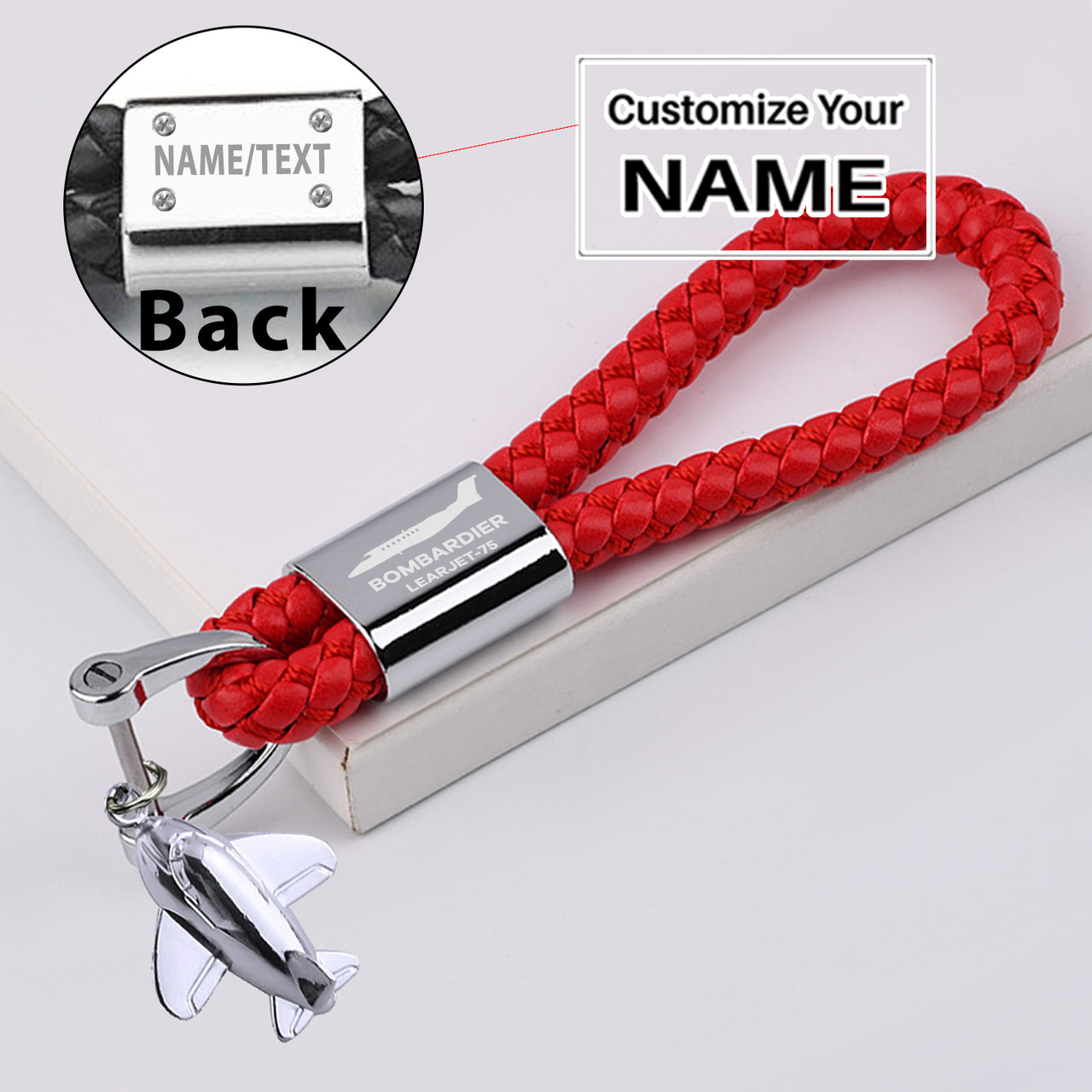 The Bombardier Learjet 75 Designed Leather Car Key Chains