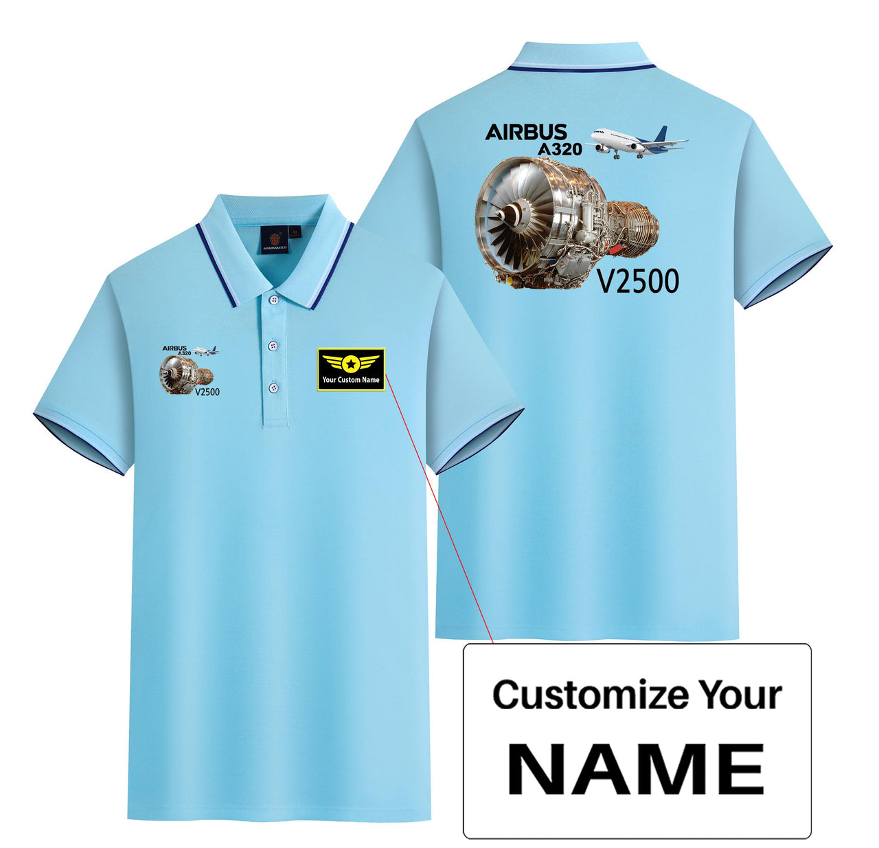 Airbus A320 & V2500 Engine Designed Stylish Polo T-Shirts (Double-Side)