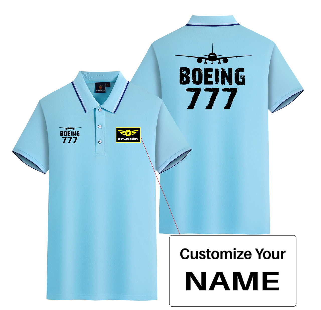 Boeing 777 & Plane Designed Stylish Polo T-Shirts (Double-Side)