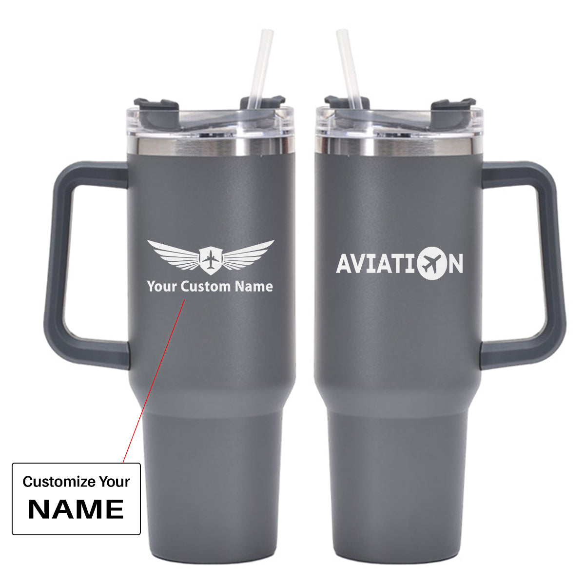 Aviation Designed 40oz Stainless Steel Car Mug With Holder