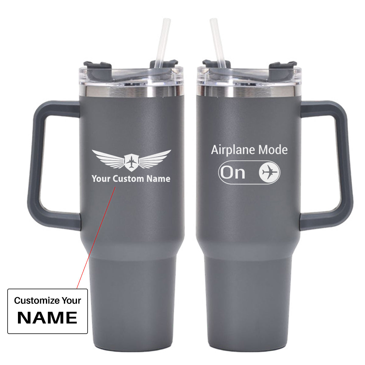 Airplane Mode On Designed 40oz Stainless Steel Car Mug With Holder